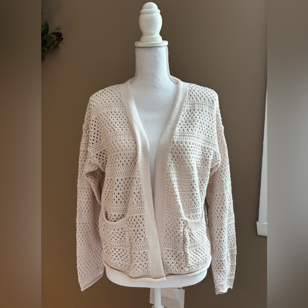 Elegant Cream Knit Women's Cardigan
